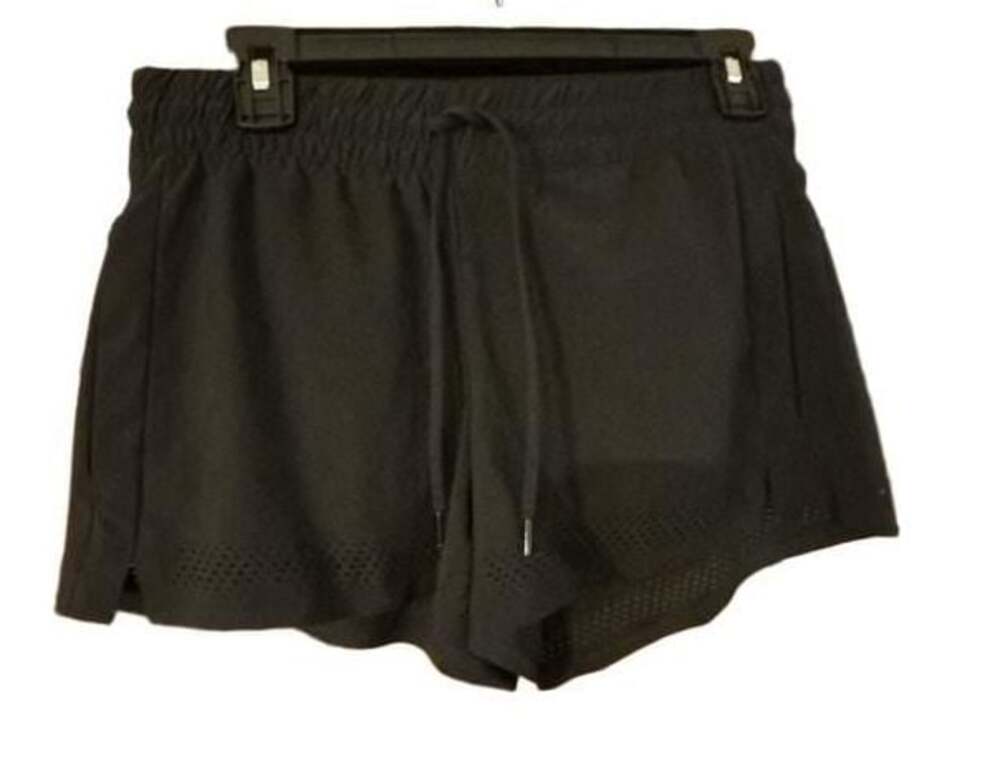 Athleta Baja Perforated Laser Cut Featherweight Stretch Shorts Black